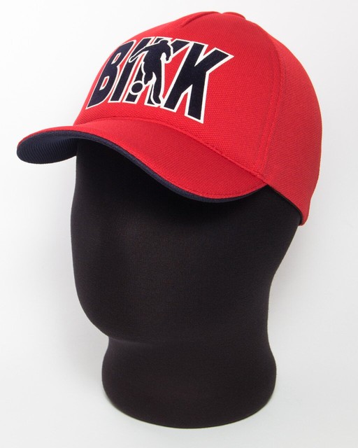 Бейсболка "BIKK" червоного кольору з темно-синім підкозирком Лакоста п'ятиклинка
