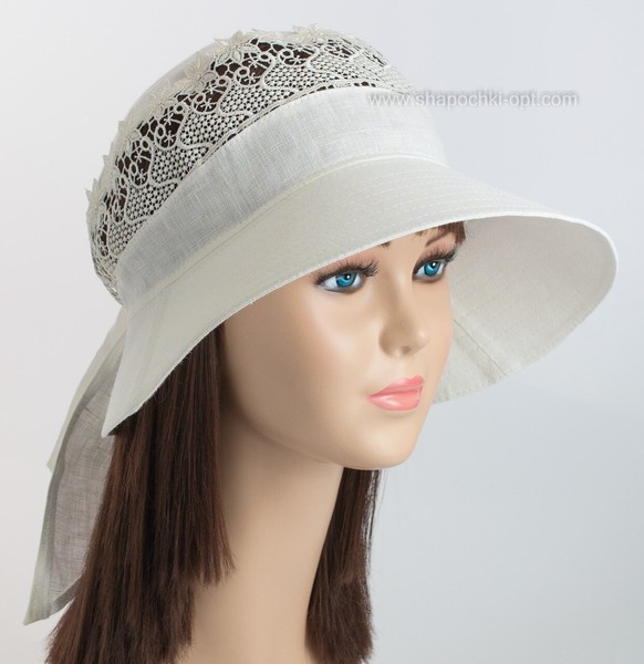 Летняя шляпка из белого льна Аннет арт.425