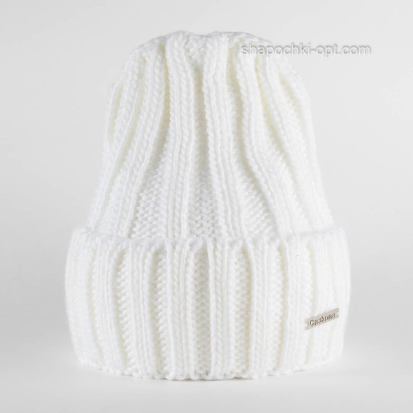 Теплая удлиненная шапка Deniz Ch Flip Uni белая