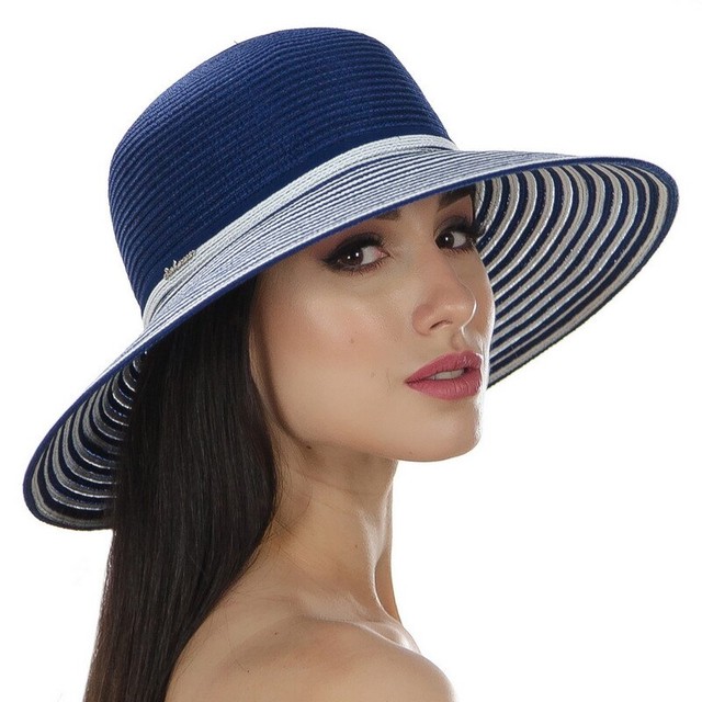 Летняя комбинированная шляпа Del Mare сине-белая D 137-05.02
