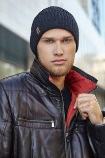 Чоловіча шапка двоколірна Камет чорний + графіт арт.4928