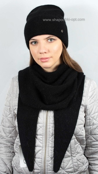 Комплект Вирсавия шапка+шарф S-53 чорний