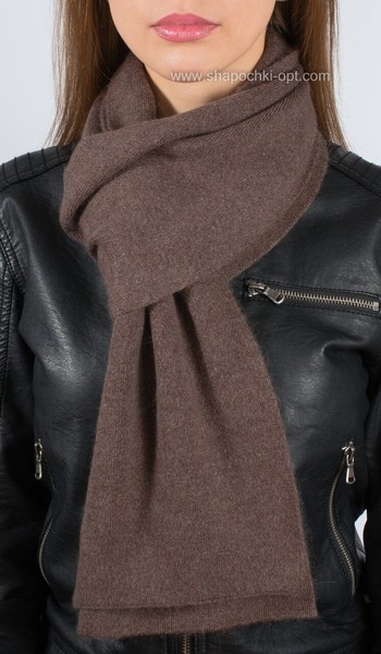 Теплый шерстяной вязаный шарф S-1 цвет мокко
