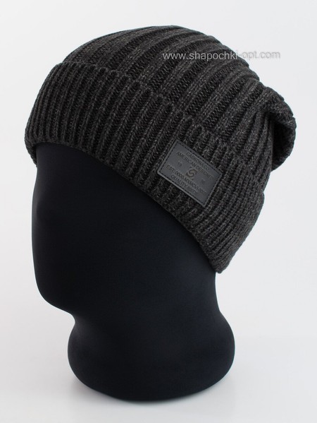 Стильная удлиненная шапка America F Unix темно-серый+черный