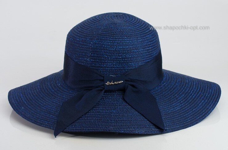 Шляпа с широкой лентой синяя D 163-05