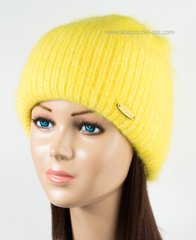 Женская вязаная шапка Гренни желтый+снежный