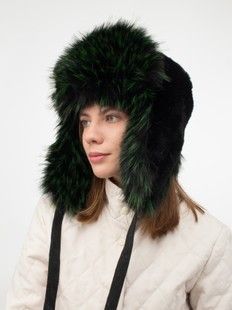 Ушанка У-55 №43/12 черный/черно-зеленый