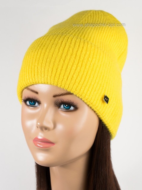 Яркая вязаная шапка Крис-2 желтого цвета