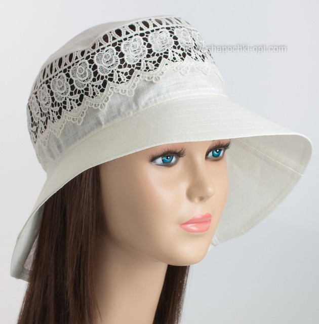 Білий капелюх Соло з натурального льону арт.436