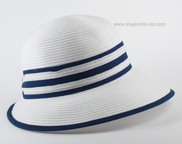 Шляпа с укороченным сзади полем бело-синяя D 140А-02.05