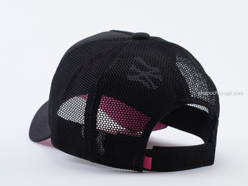 Бейсболка с сеткой и вышивкой NY черный/розовый