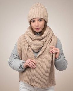 Комплект Pearly (шапка, шарф) бежевий