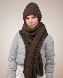 Комплект Pearly (шапка, шарф) попелясто-коричневий