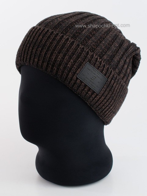 Удлиненная мужская шапка America F Unix коричневый+черный