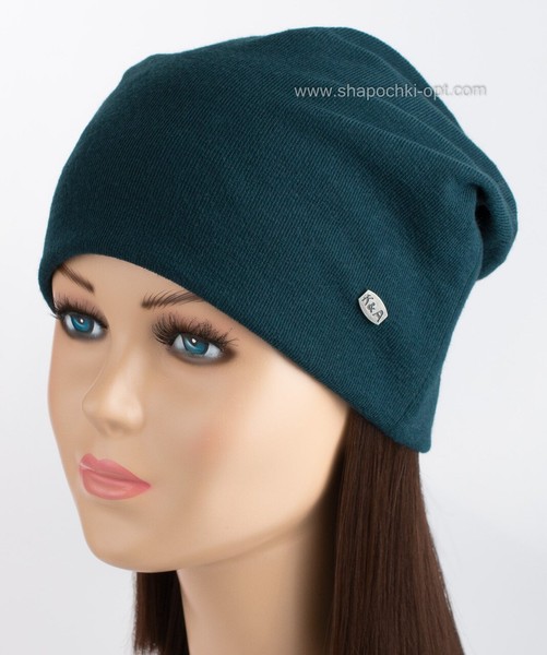 Демісезонна трикотажна шапка Пірсинг колір темно-зелений 2801
