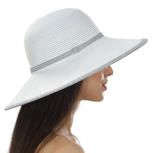 Белая шляпа Дель Мар с серебряной отделкой D 141-02.44