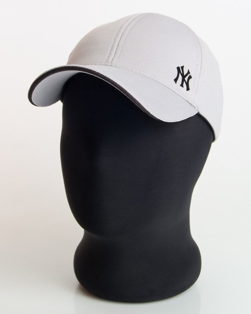 Стильна бейсболка "NY" світло-сіра з чорним кантом (лакоста шестиклинка)
