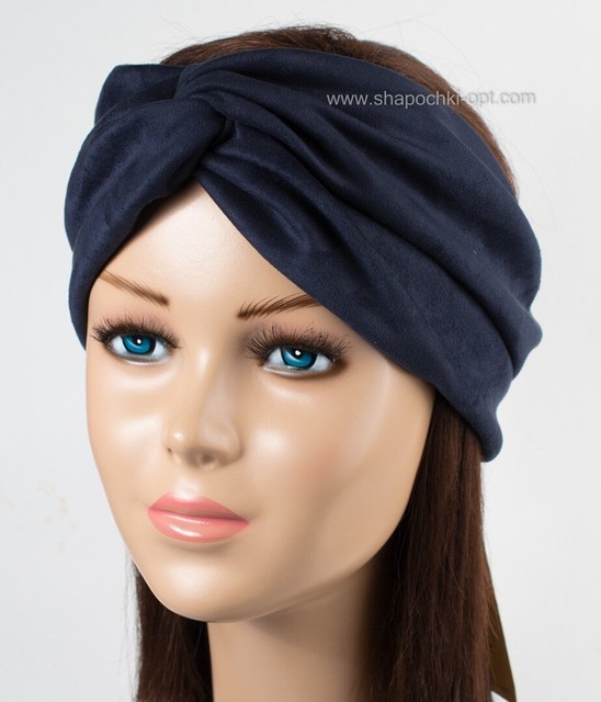 Оригинальная женская повязка на голову Лола темно-синяя