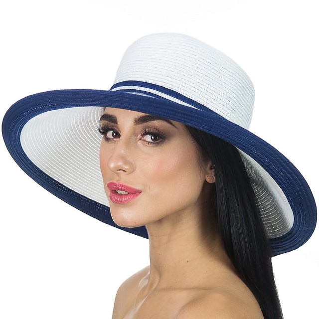 Біло-блакитна пляжна шляпа D 021-02.04