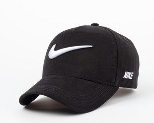 Бейсболка-п&rsquo;ятиклинка з білою вишивкою Nk чорний котон (діагональ)