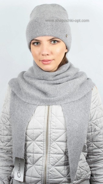 Комплект Вирсавия шапка+шарф S-53 світло-сірий