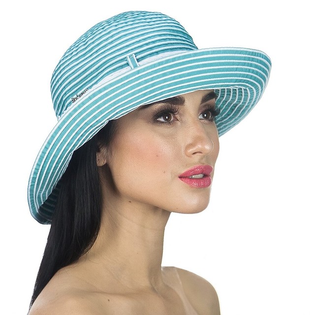 Жіночі капелюхи з модельованими полями бірюзового кольору D 110-36