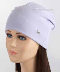 Трикотажная женская шапка Пирсинг лавандового цвета 2801