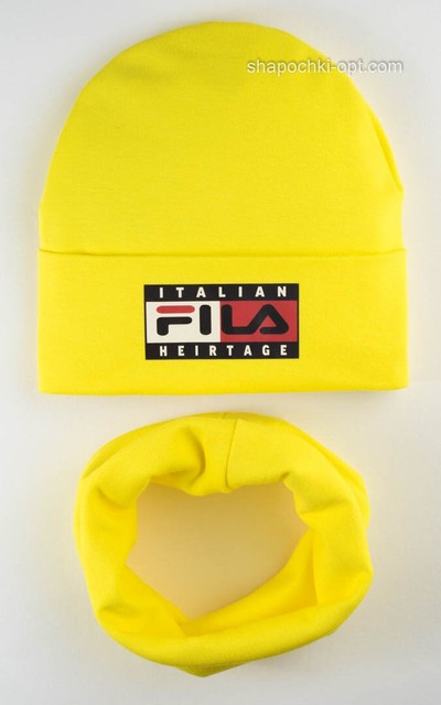 Комплект шапка і хомут жовтого кольору Руперт 48-50