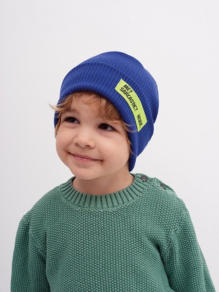 Трикотажная шапка для мальчика Бергамо синего цвета