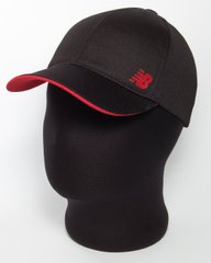 Черная с красным кантом бейсболка с логотипом "NB" (лакоста шестиклинка)