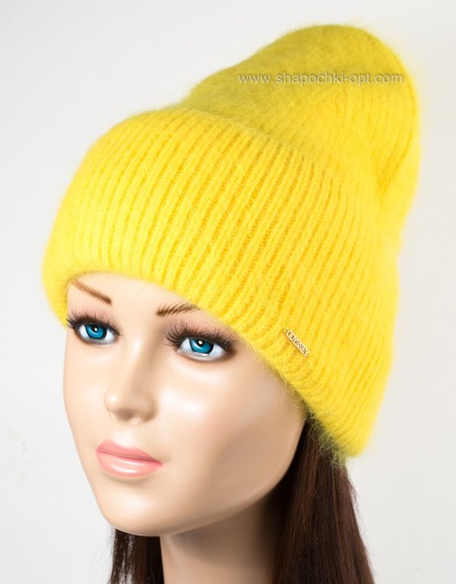 Тепла жіноча шапка Сіріус на флісі жовта