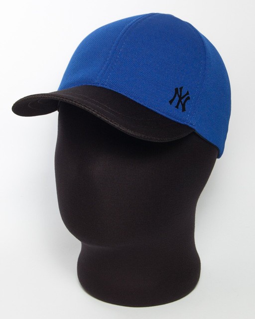 Бейсболка "NY" кольору електрик з чорним козирком (лакоста шестиклинка)