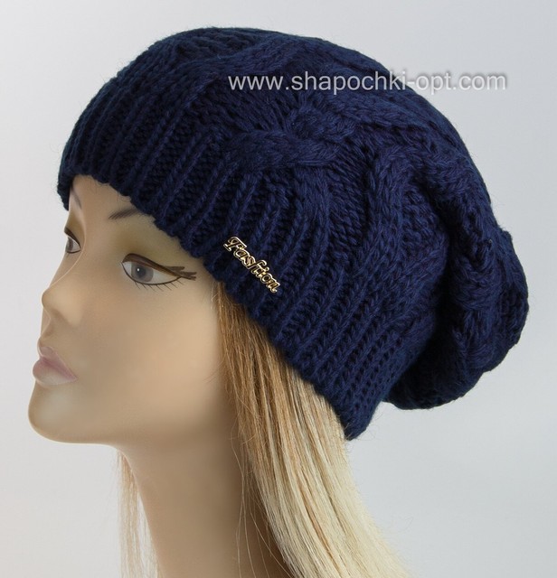 Удлиненная шапка Натали темно-синий