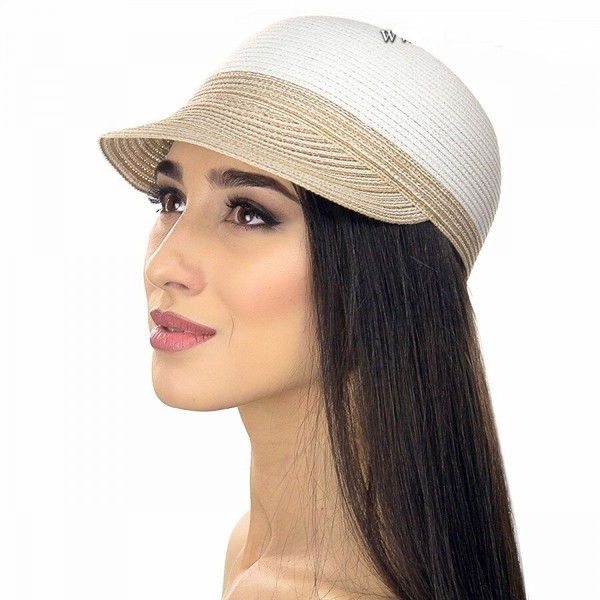 Жіноче кепі білого кольору з бежевим козирком D 120-02.10