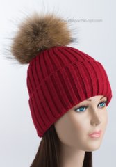 Зимняя вязаная шапочка Динара красная