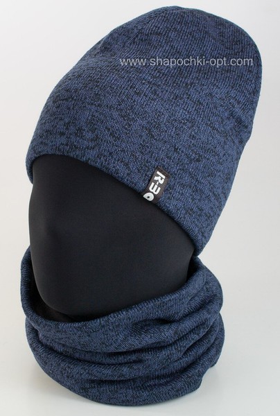Комплект з подовженою шапки у бафа темно-синього кольору