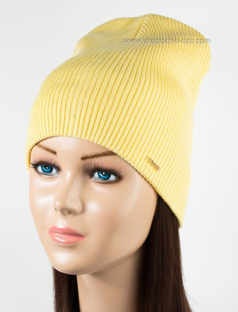 Красива жіноча шапка Хлоя люрекс лимонна