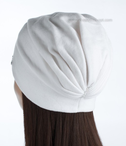 Красива шапочка по голові TRKV-Амбрелла з драпіруванням ззаду білий