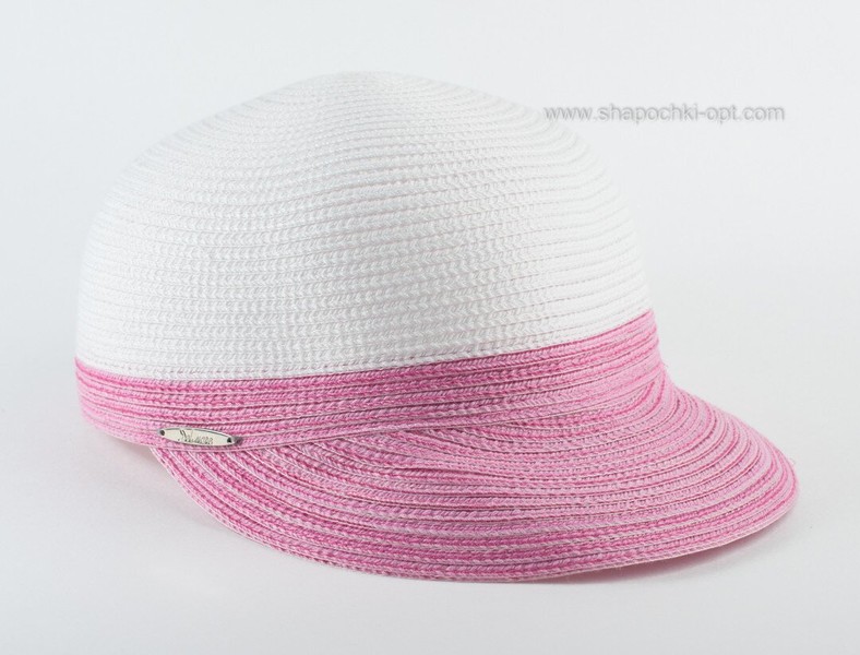 Стильное кепи белого цвета с розовым козырьком D 120-02.24