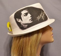 Шляпы оптом Джокер фотопринт лен "Майкл Джексон" белый. 070456