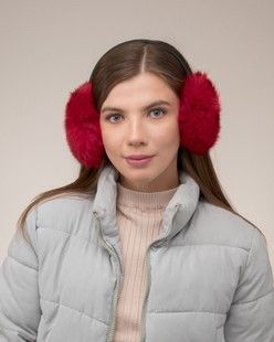 Навушники жіночі хутряні червоні