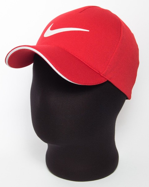 Червона бейсболка з емблемою "Nike" з білим кантом (Лакоста п'ятиклинка)