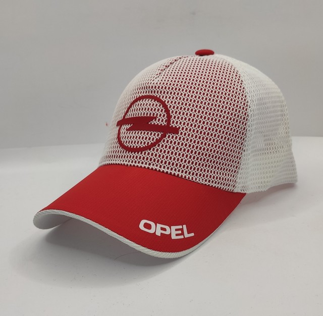 Бейсболка с сеткой автологотип Opel белый/красный