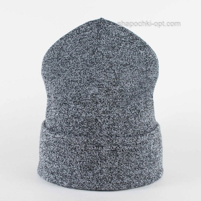 Зимняя вязаная шапка Четырехклинка черно-белый меланж