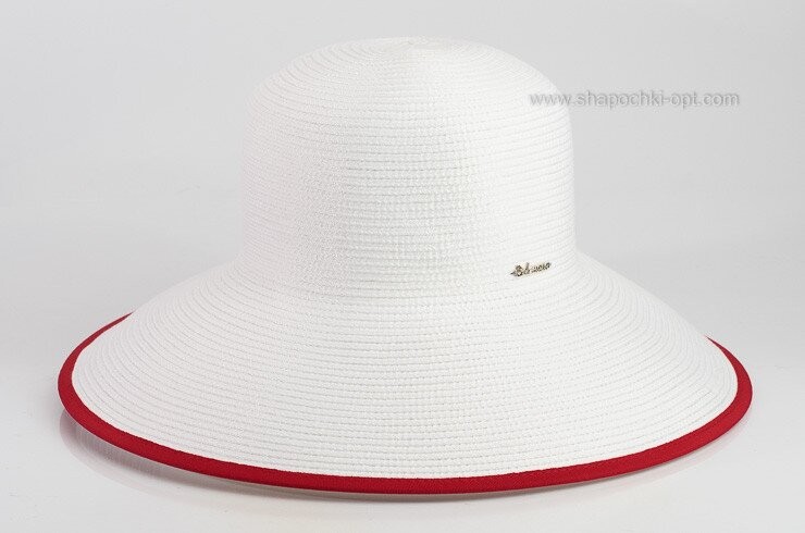 Біла жіноча капелюх з червоною окантовкою D 038А-02.13