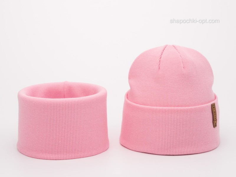 Комплект шапка і хомут Елвін рожевий
