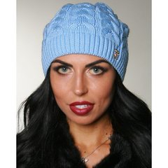 Женская шапка с помпоном Мадлен голубой