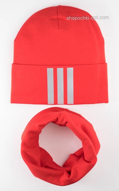 Комплект шапка и хомут Макс красного цвета