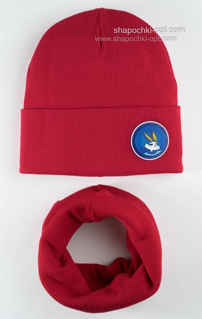 Комплект шапка и хомут Бакс Бани красного цвета