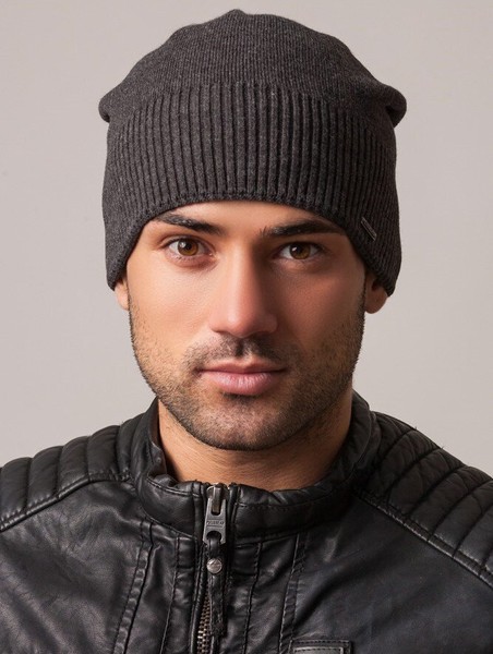 Вязаная шапка-колпак мужская Premium UniX темно-серый